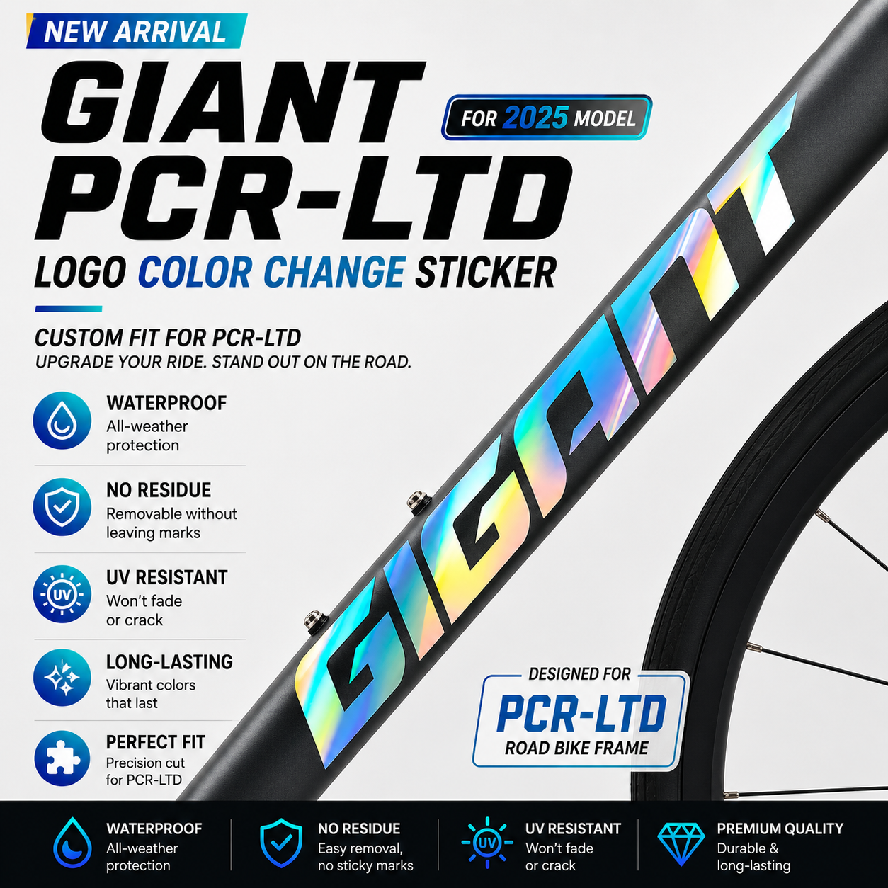 2025 Giant PCR-LTD Frame Logo Decals | Custom Waterproof OEM Overlay Stickers
