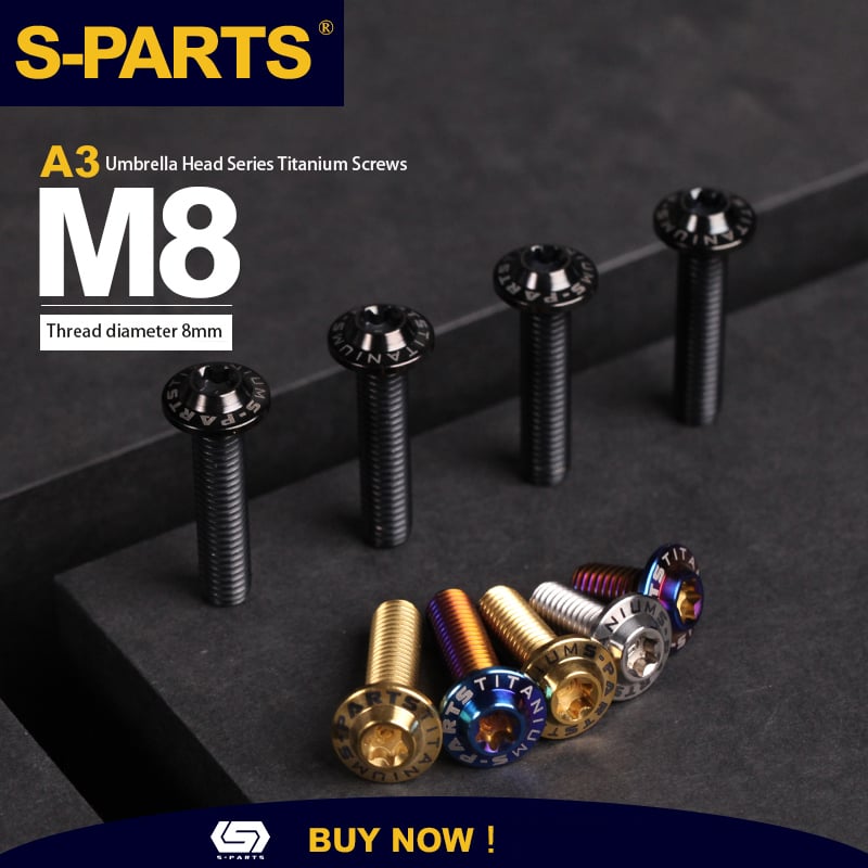 S-PARTS A3 Umbrella Head M8 Electric Motorcycle Titanium Screws