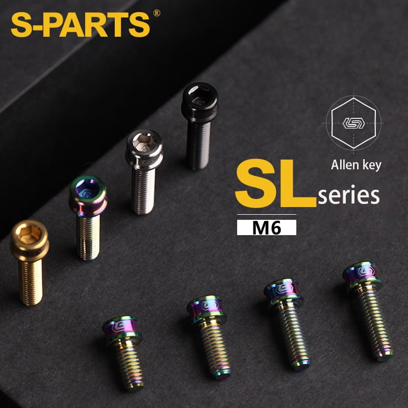 S-PARTS M6x10/12/14/16/18/20mm Cylindrical Head Ultra Light Titanium Screws