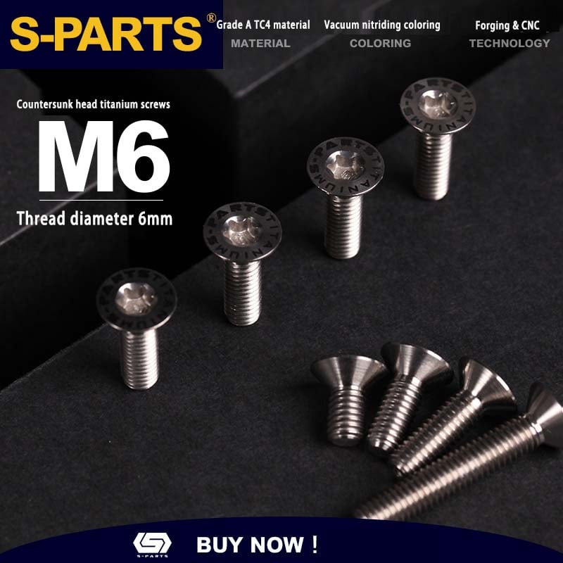 S-PARTS countersunk head multicolor M6*12/16/18/20/25/30/35mm road bike titanium alloy screws