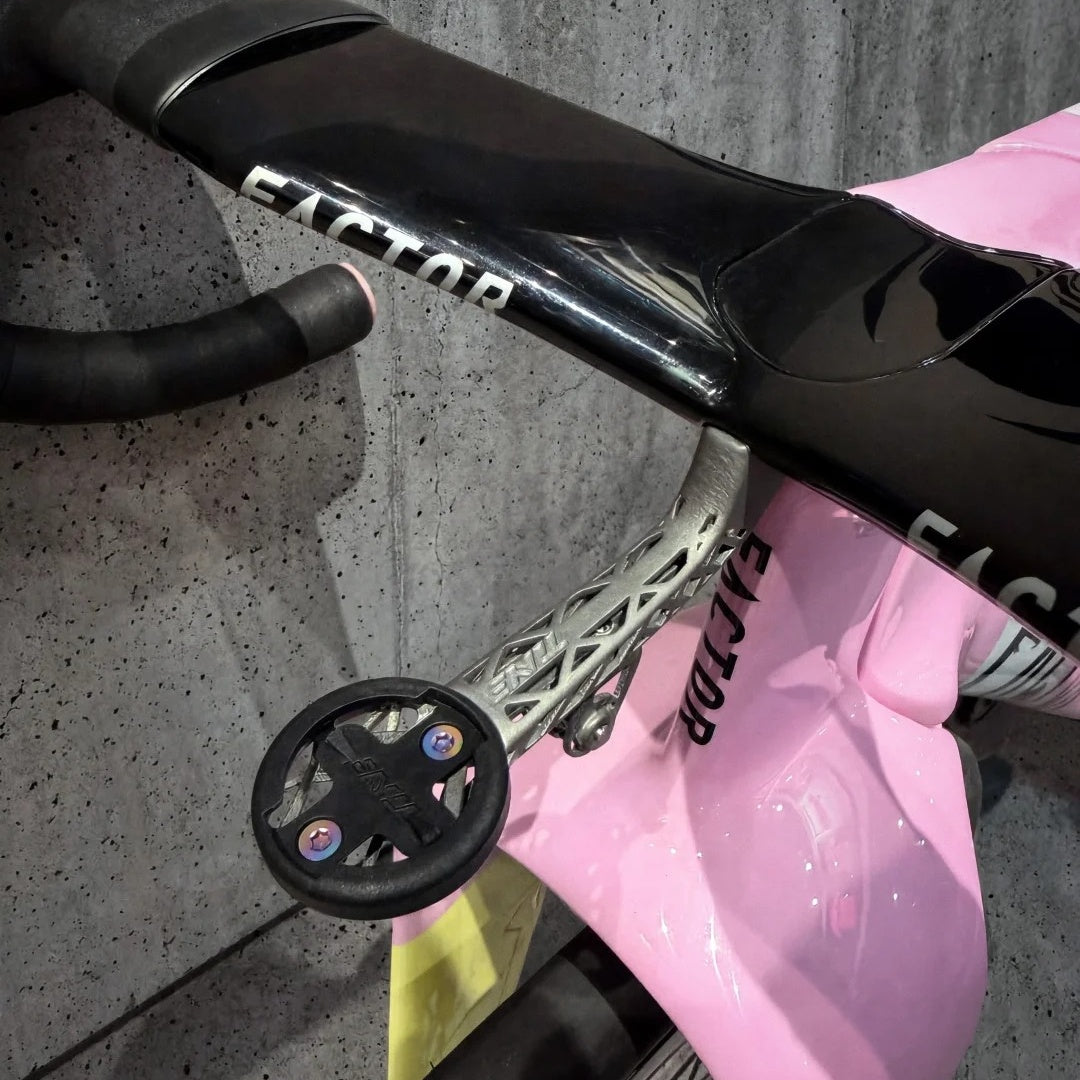 ONE Integrated Barstem Titanium Bike Computer Mount for Factor ONE | Ultra-Light 13g–20g Garmin Wahoo Bryton