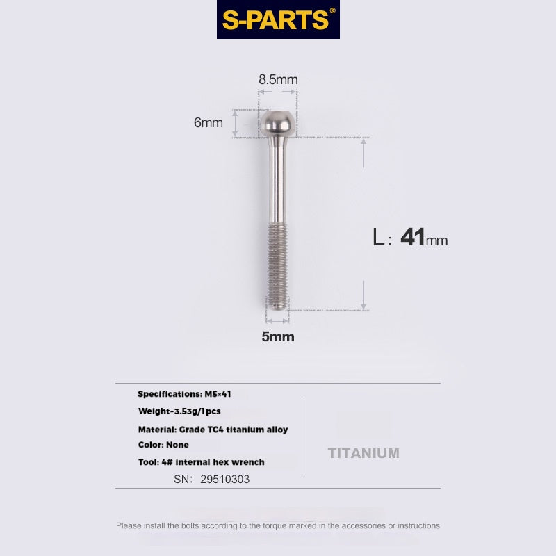 S-PARTS M5 x 30/35/40/47mm Titanium Bolts & Barrel Nut & Washer Screw For Bicycle Seat Post