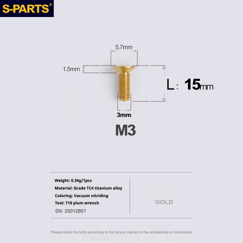 SPARTS Countersunk Series M3 L06-30mm Titanium Alloy Screws