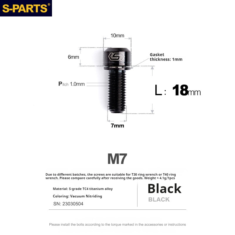 SPARTS A2 Series M7 L18-20mm Titanium Screws