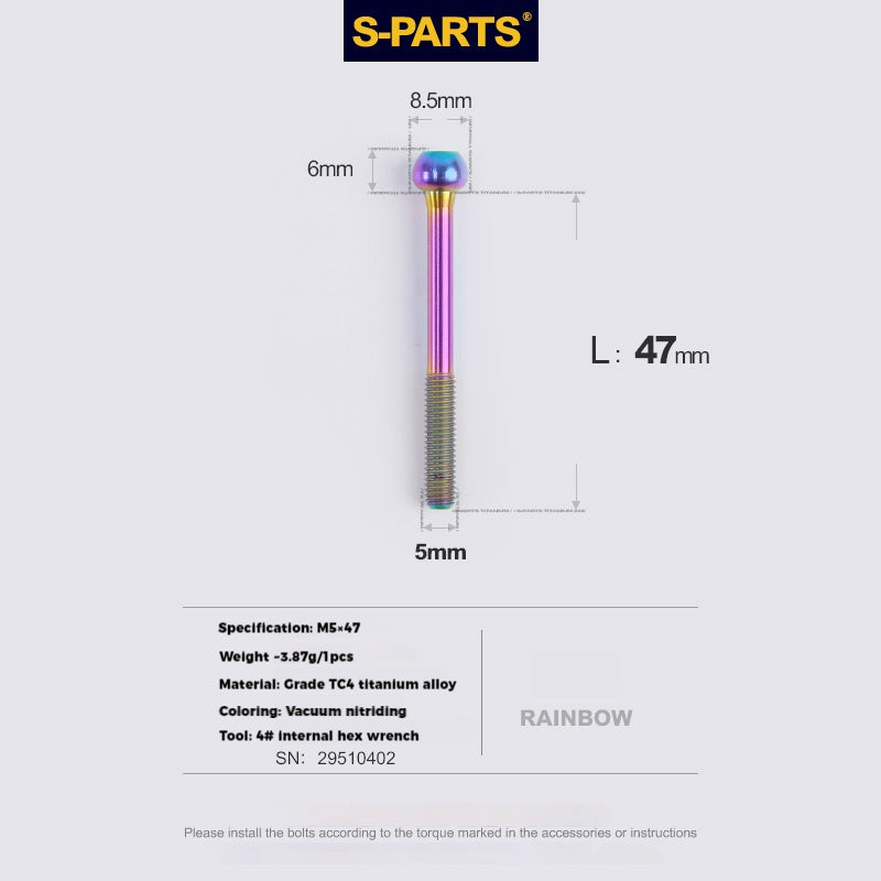 S-PARTS M5 x 30/35/40/47mm Titanium Bolts & Barrel Nut & Washer Screw For Bicycle Seat Post