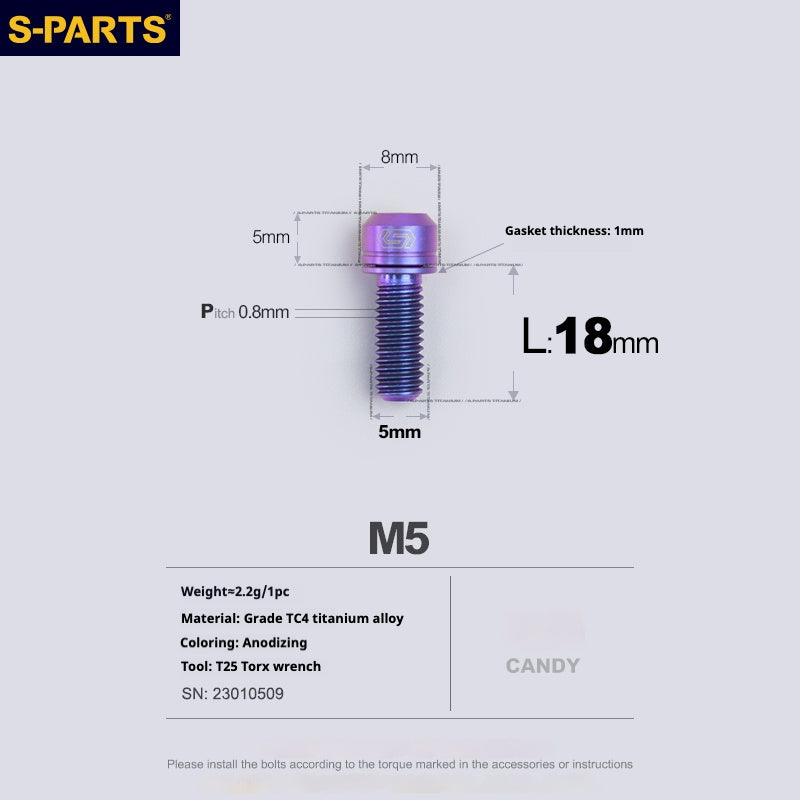 SPARTS A2 Series M5 L10-40mm Titanium Screws