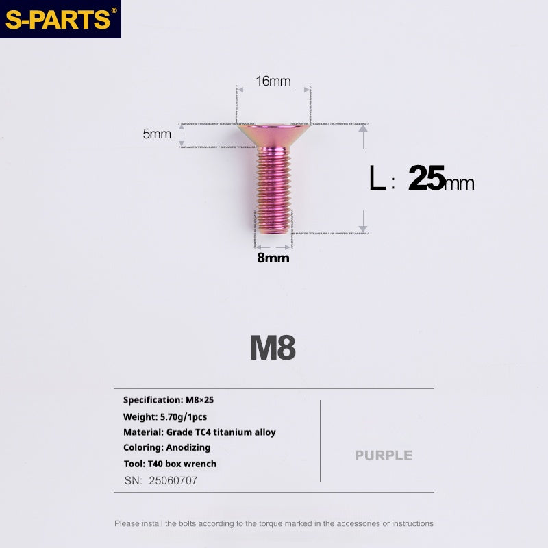 SPARTS Countersunk head series M8 L16-50mm Titanium screws