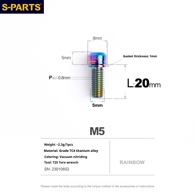 Tornillos de titanio S-PARTS para adaptarse a las cubiertas de cigüeñal de titanio SRM PM9 para los lados de transmisión y no transmisión.