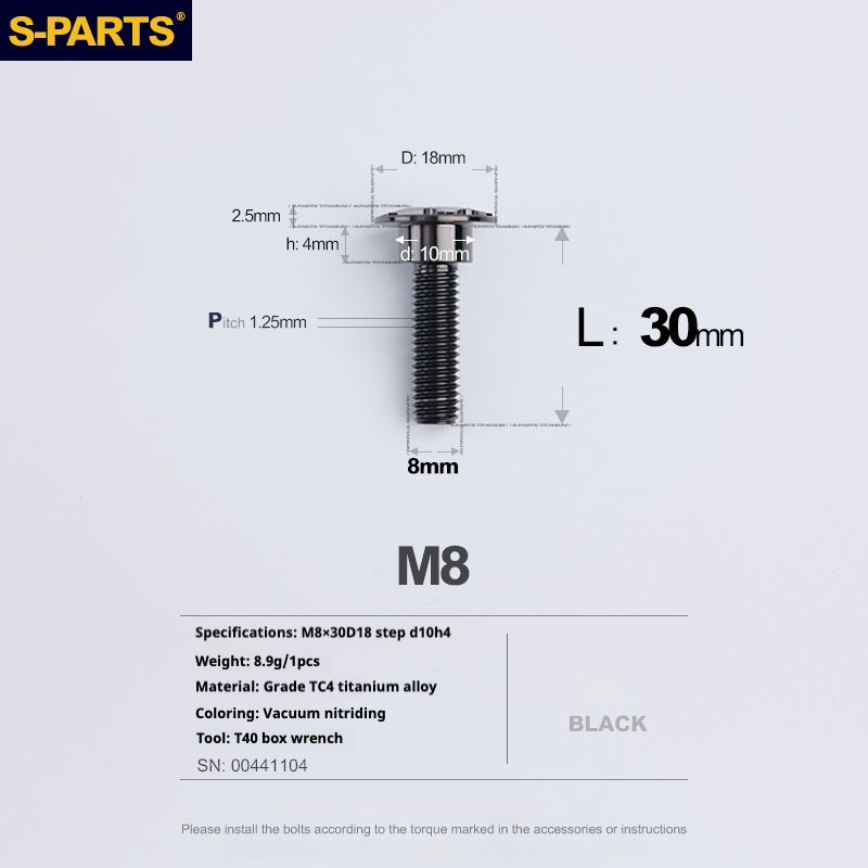 SPARTS A3 Umbrella Head Step Series M8 Black Titanium Screws Motorcycle Auto