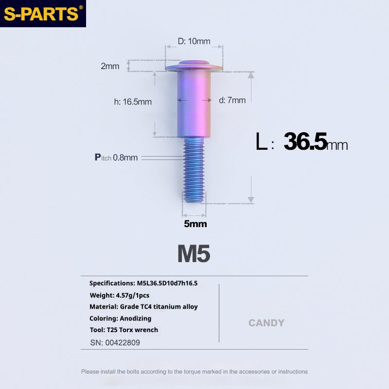 SPARTS A3 Umbrella Head Step Series M5 Candy Color Titanium Screws Motorcycle Auto