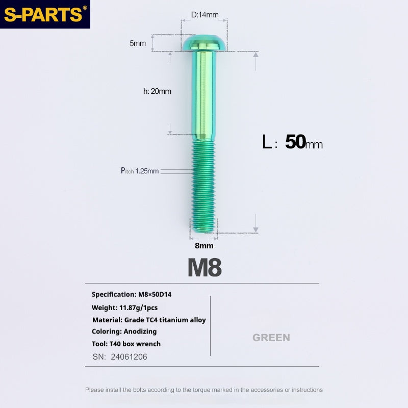 SPARTS A2 Umbrella head series M8 L15-50mm Titanium screws