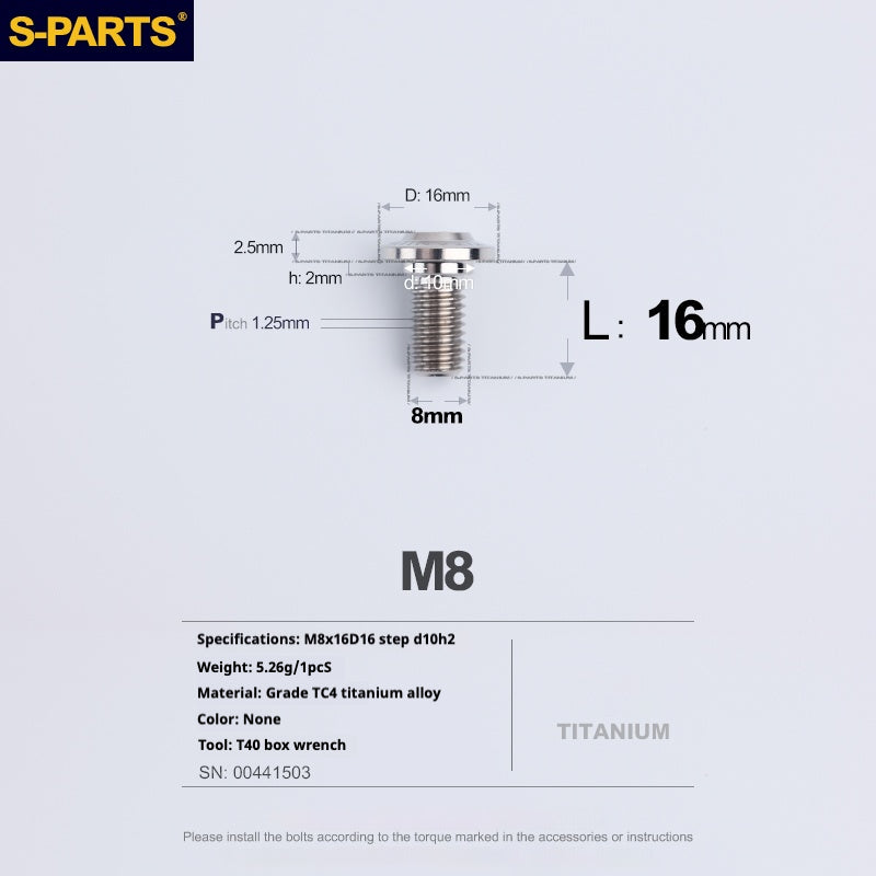 SPARTS A3 Umbrella Head Step Series M8 Titanium Color Titanium Screws Motorcycle Auto