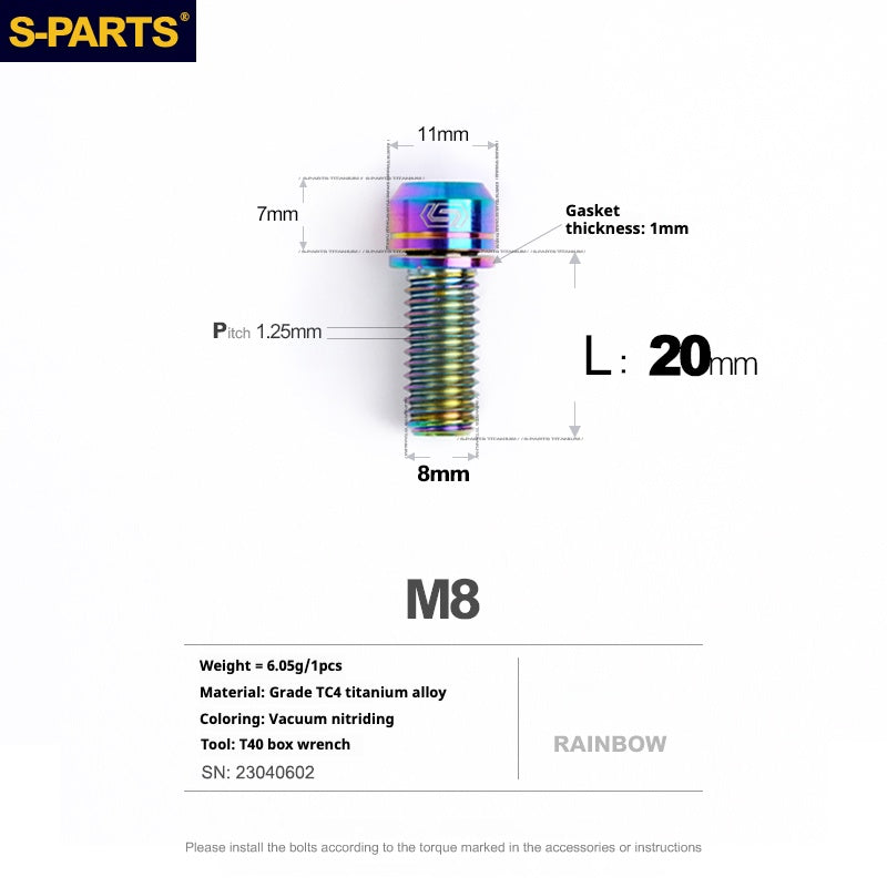 SPARTS A2 Series M8 L20-25mm D11 Titanium Screws