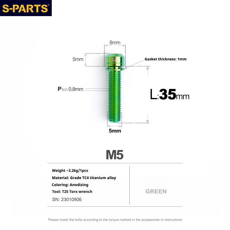 SPARTS A2 Series M5 L10-40mm Titanium Screws