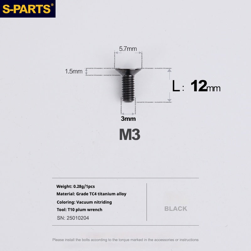 SPARTS Countersunk Series M3 L06-30mm Titanium Alloy Screws