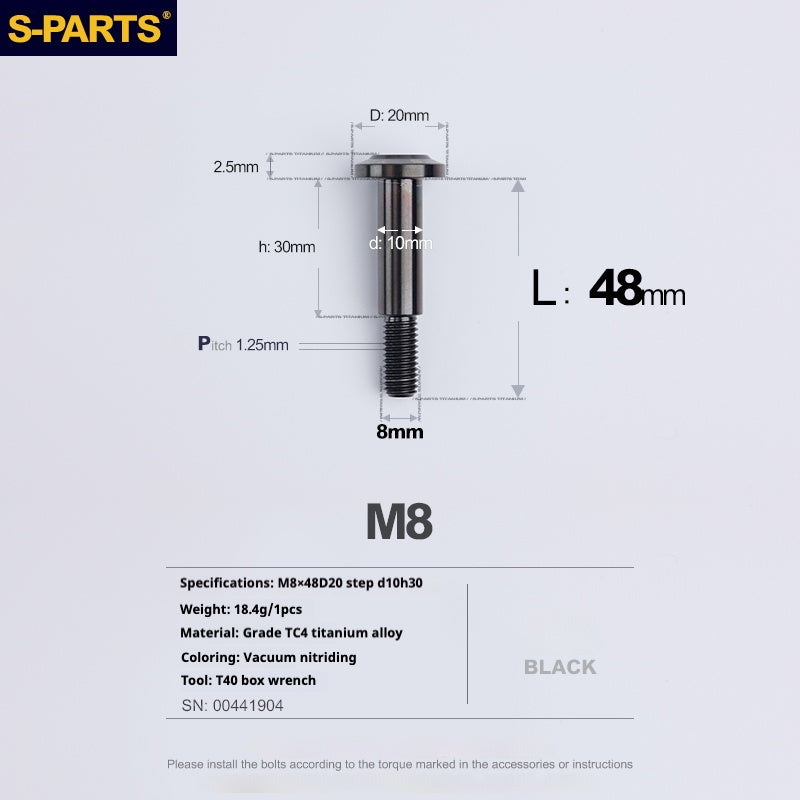 SPARTS A3 Umbrella Head Step Series M8 Black Titanium Screws Motorcycle Auto