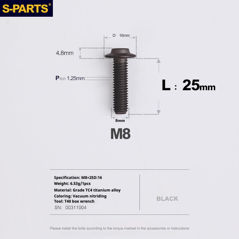 SPARTS A3 Umbrella Head Series M8 L15-50mm D16 Titanium Screws Motorcycle Automotive