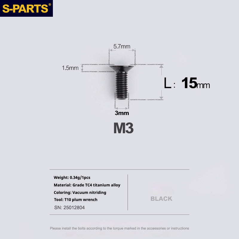 SPARTS Countersunk Series M3 L06-30mm Titanium Alloy Screws