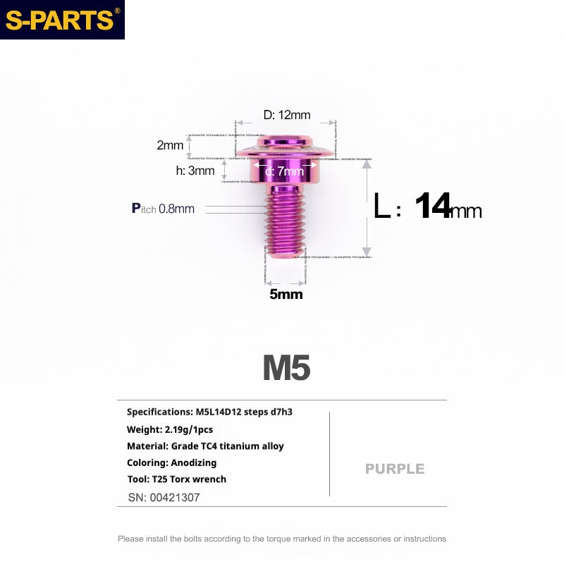 SPARTS A3 Umbrella Head Step Series M5 Purple Titanium Screws Motorcycle Auto