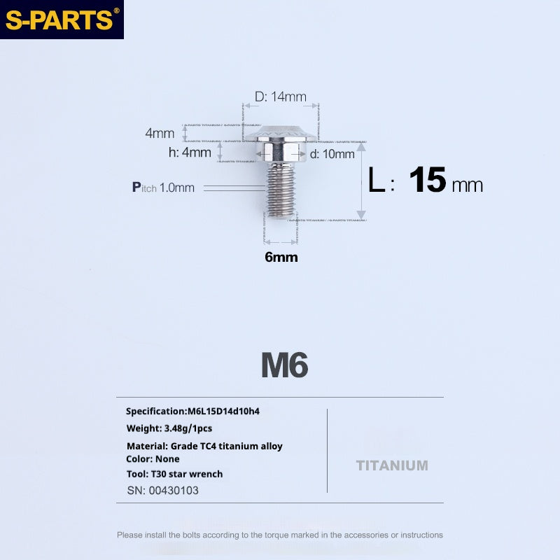 SPARTS A3 Umbrella Head Step Series M6 Titanium Color Titanium Screws Motorcycle Auto