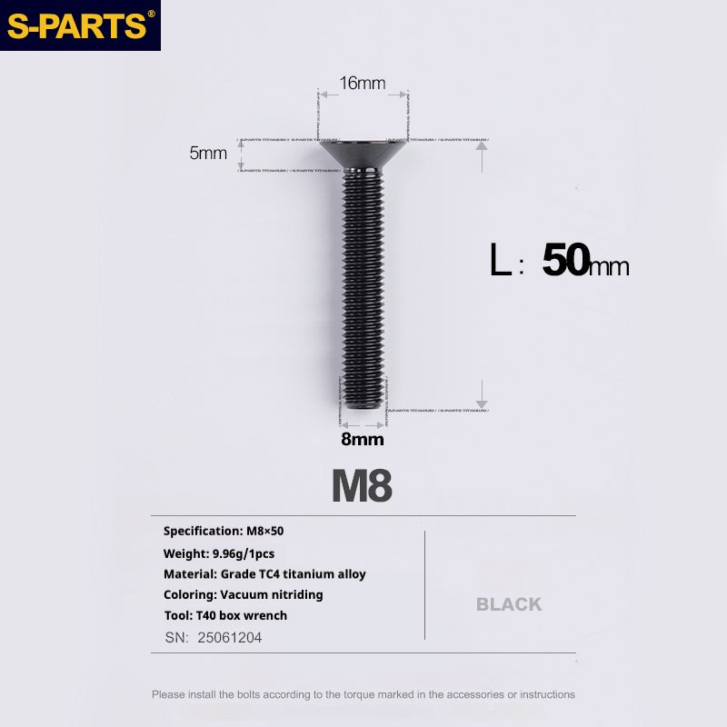 SPARTS Countersunk head series M8 L16-50mm Titanium screws