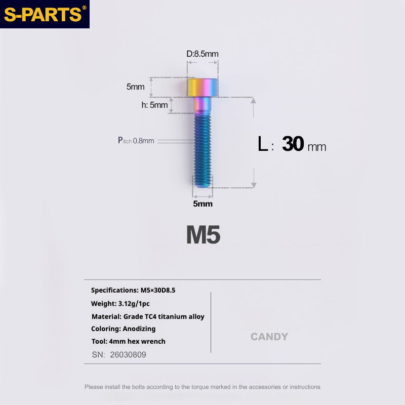 SPARTS Column Head Series M5 L10-80mm Titanium Screws