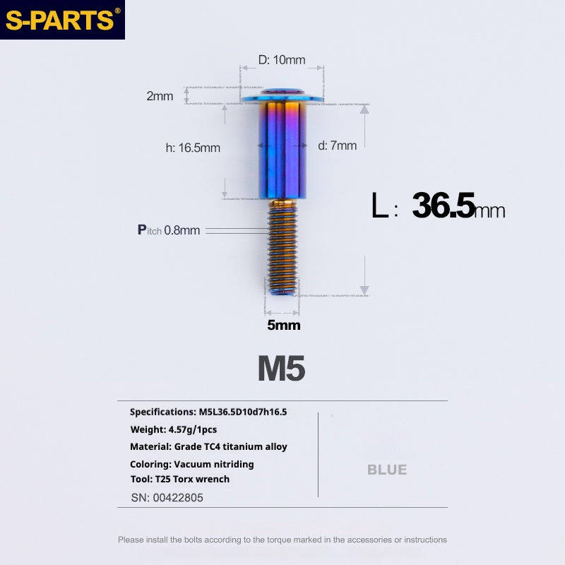 SPARTS A3 Umbrella Head Step Series M5 Blue Titanium Screws Motorcycle Auto