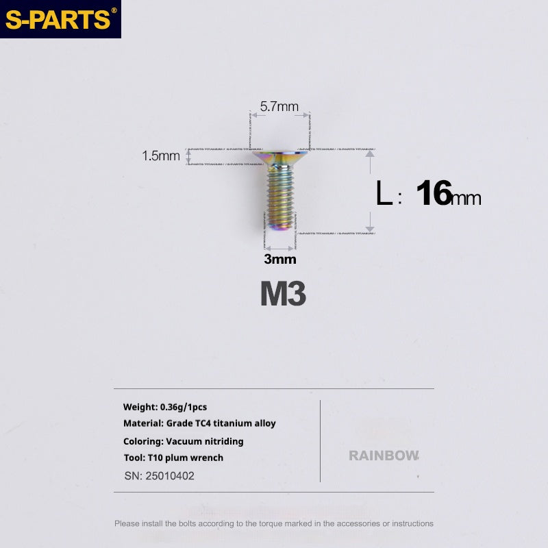 SPARTS Countersunk Series M3 L06-30mm Titanium Alloy Screws