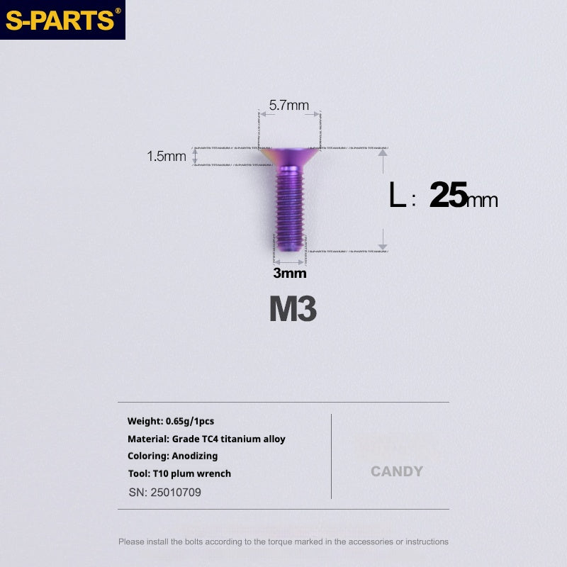 SPARTS Countersunk Series M3 L06-30mm Titanium Alloy Screws