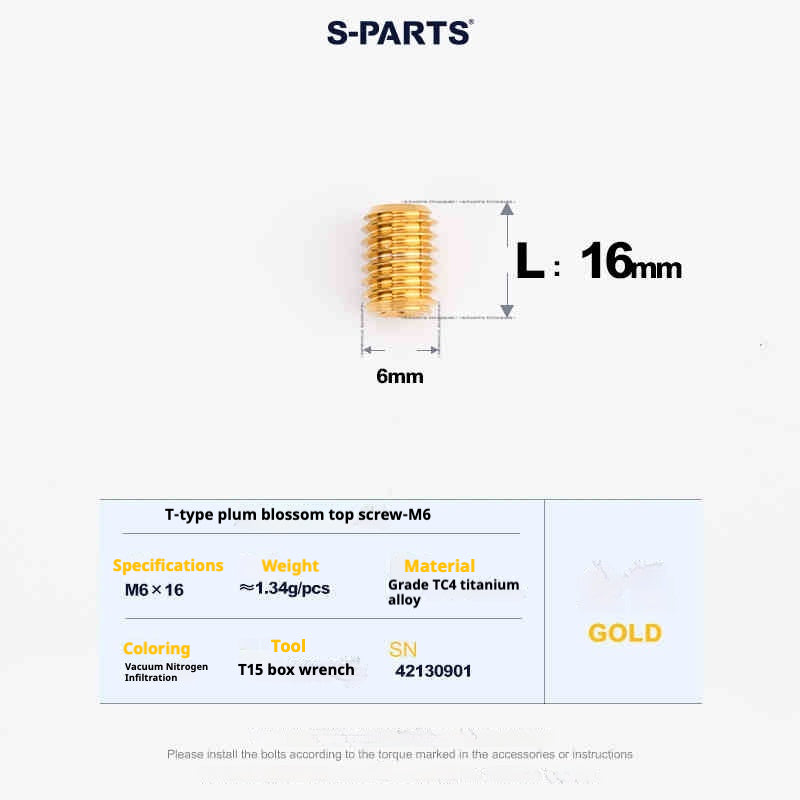 SPARTS T-Shape Plummer Tool T15 Flat-Bottom Top Wire M6 L08-10-12-16 Titanium Screws