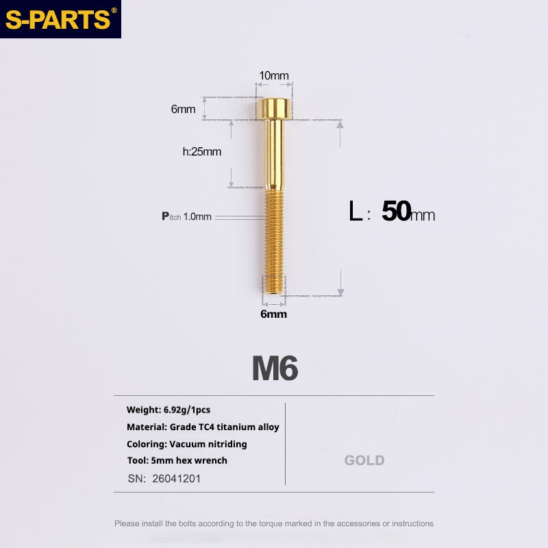 S-PARTS M6x30/40/35/50/60/70 Headset Cover Disc Brake Caliper Titanium Alloy Stem Head Screw