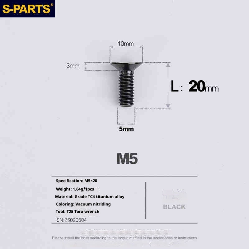 SPARTS Countersunk Head Series M5 L06-55mm Titanium Screws