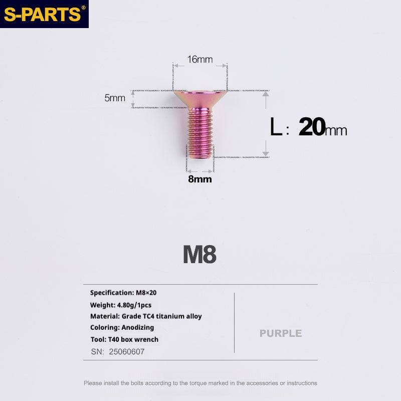 SPARTS Countersunk head series M8 L16-50mm Titanium screws