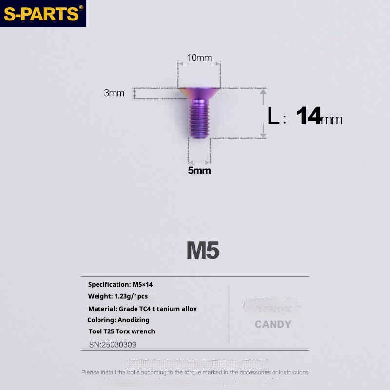 SPARTS Countersunk Head Series M5 L06-55mm Titanium Screws