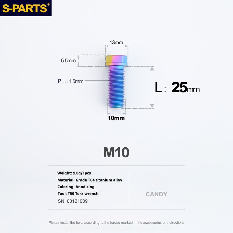 SPARTS A3 Series M10 L20-60mm D13 P1.5-P1.25Titanium Screws Motorcycle Car