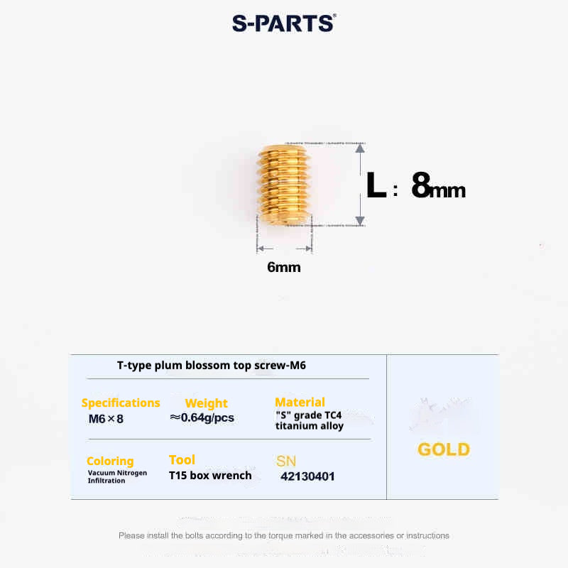 SPARTS T-Shape Plummer Tool T15 Flat-Bottom Top Wire M6 L08-10-12-16 Titanium Screws