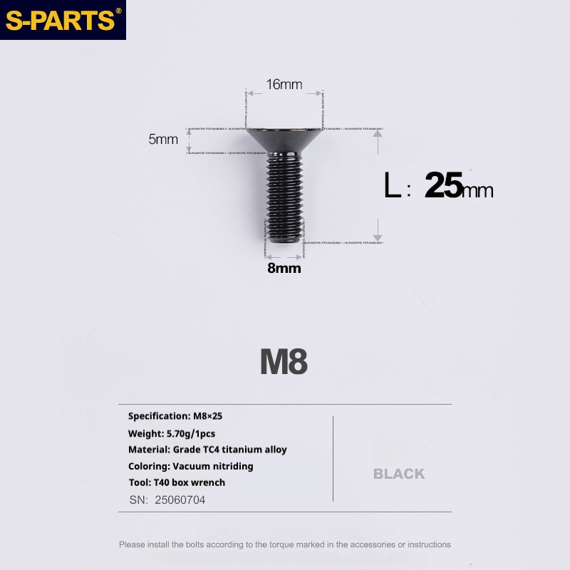 SPARTS Countersunk head series M8 L16-50mm Titanium screws