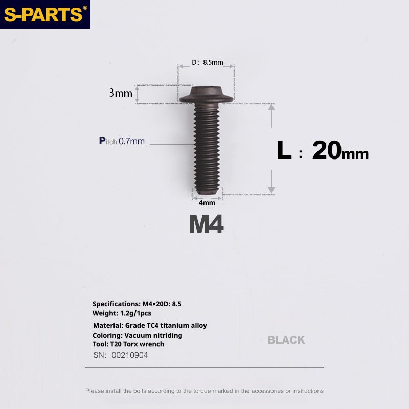 SPARTS A3 Umbrella Head Series M4 L06-35mm D8.5 Titanium Screws Motorcycle Car