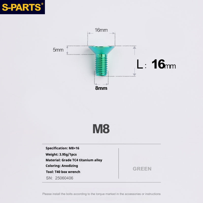 SPARTS Countersunk head series M8 L16-50mm Titanium screws