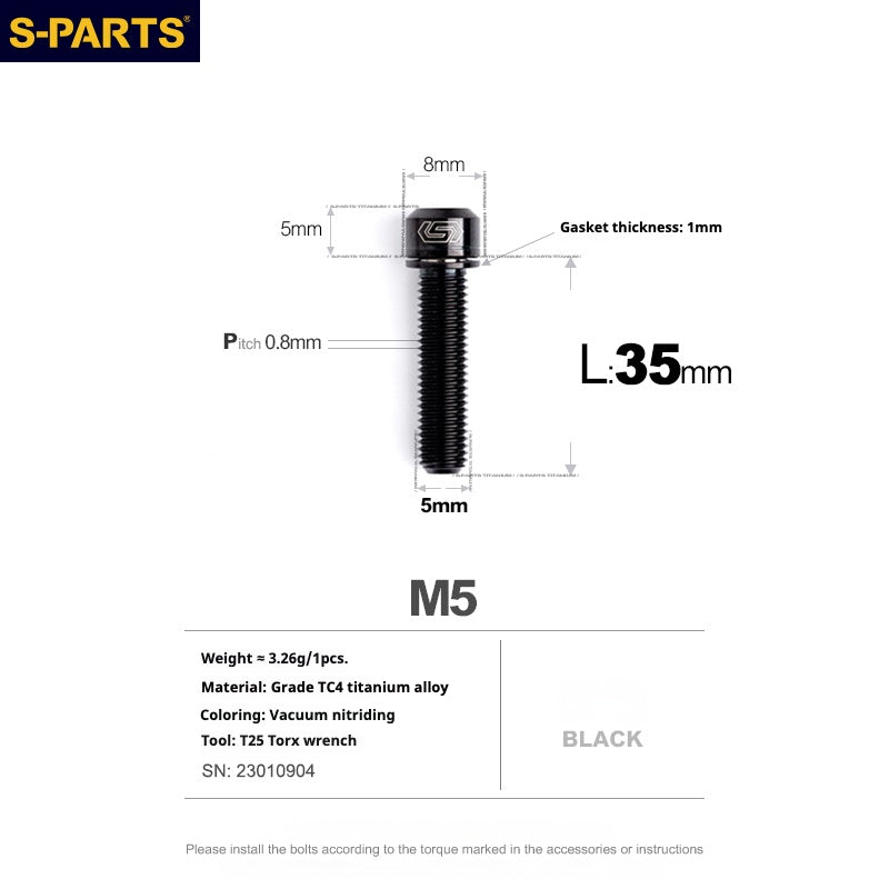 SPARTS A2 Series M5 L10-40mm Titanium Screws