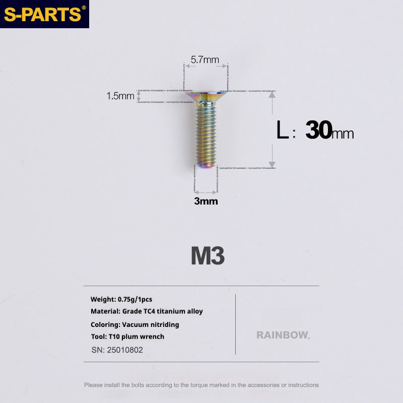 SPARTS Countersunk Series M3 L06-30mm Titanium Alloy Screws