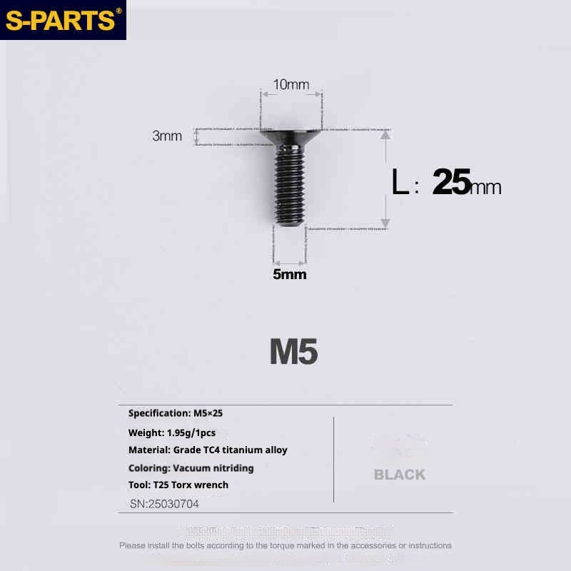 SPARTS Countersunk Head Series M5 L06-55mm Titanium Screws