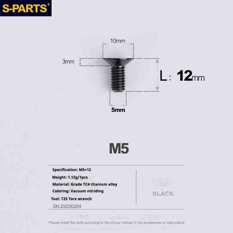 Tornillos de titanio de cabeza avellanada serie M5 L06-55 mm de SPARTS