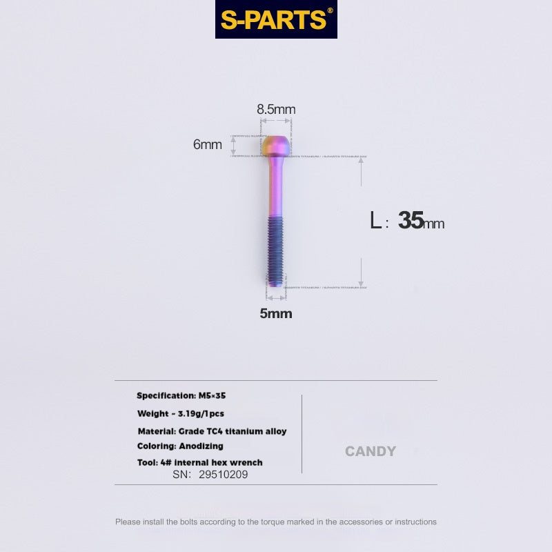 S-PARTS M5 x 30/35/40/47mm Titanium Bolts & Barrel Nut & Washer Screw For Bicycle Seat Post