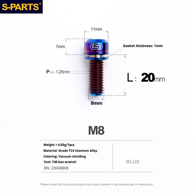 SPARTS A2 Series M8 L20-25mm D11 Titanium Screws