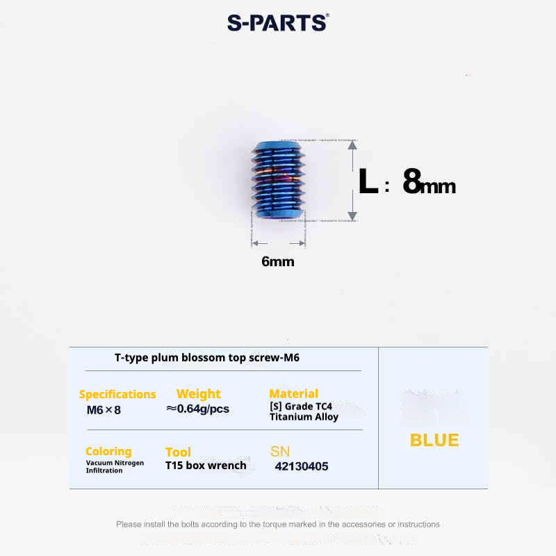 SPARTS T-Shape Plummer Tool T15 Flat-Bottom Top Wire M6 L08-10-12-16 Titanium Screws