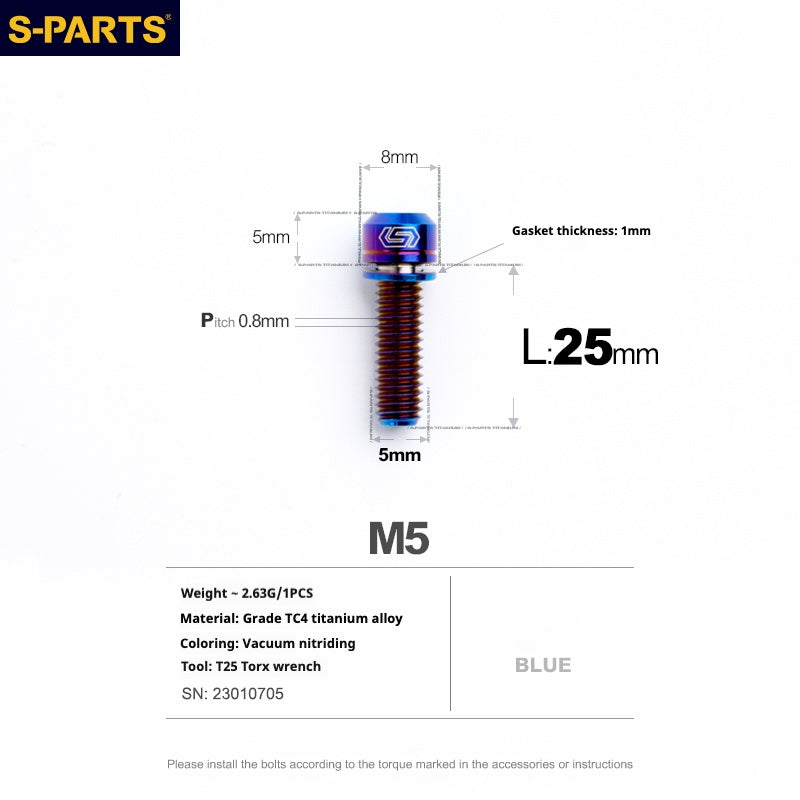 SPARTS A2 Series M5 L10-40mm Titanium Screws