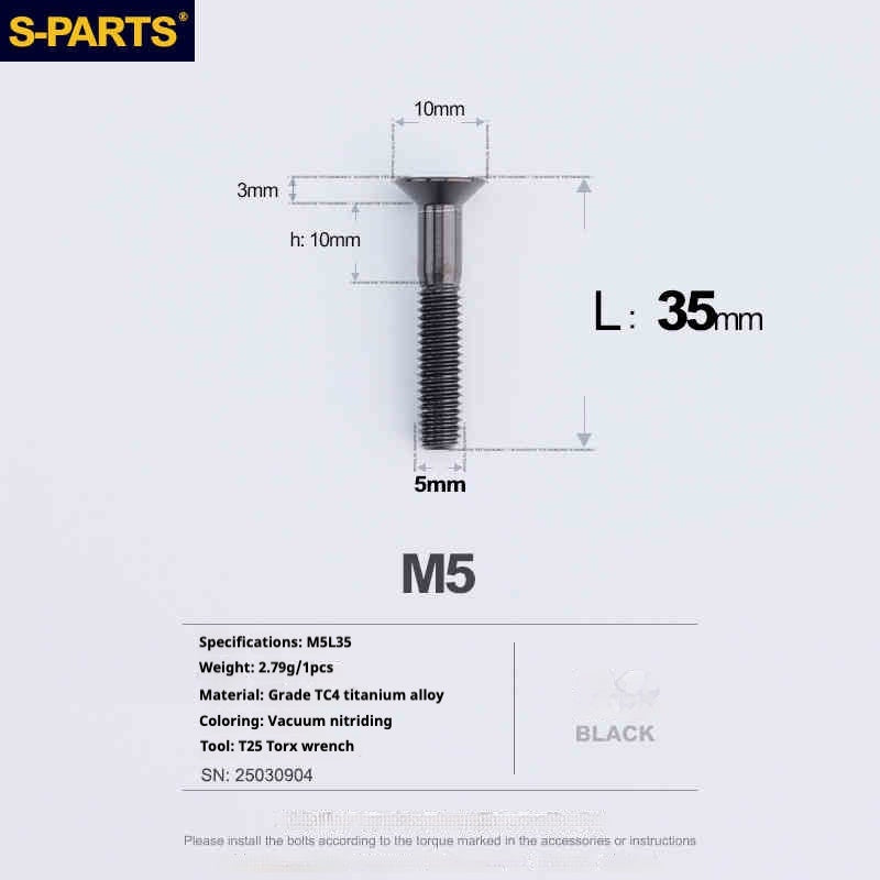 Viti in titanio SPARTS a testa svasata serie M5 L06-55mm