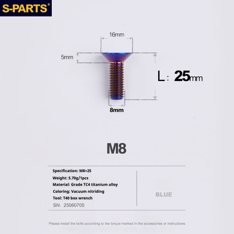 SPARTS Countersunk head series M8 L16-50mm Titanium screws