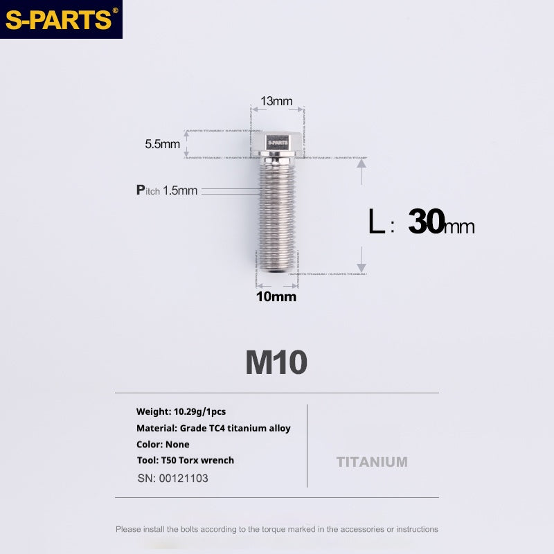 SPARTS A3 Series M10 L20-60mm D13 P1.5-P1.25Titanium Screws Motorcycle Car